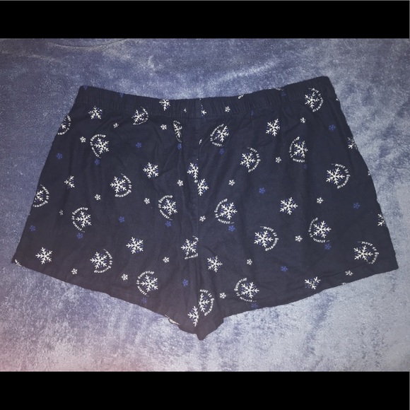Navy blue and white winter pajama shorts - Picture 2 of 4